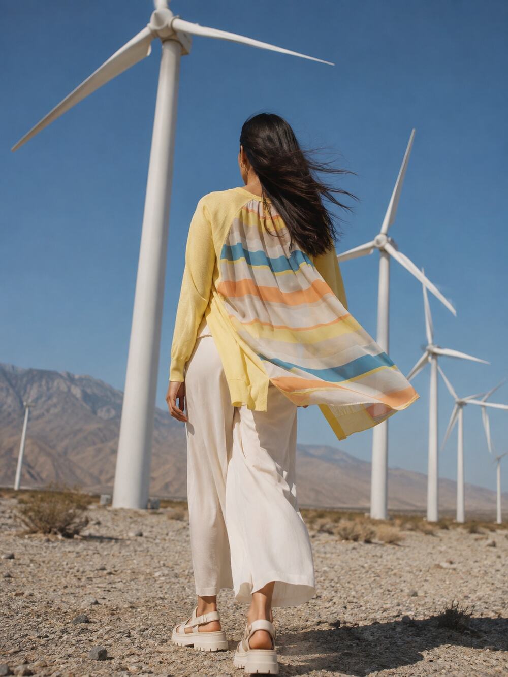 Relativity Yellow Open Front Cardigan Women's Medium Striped Chiffon Back